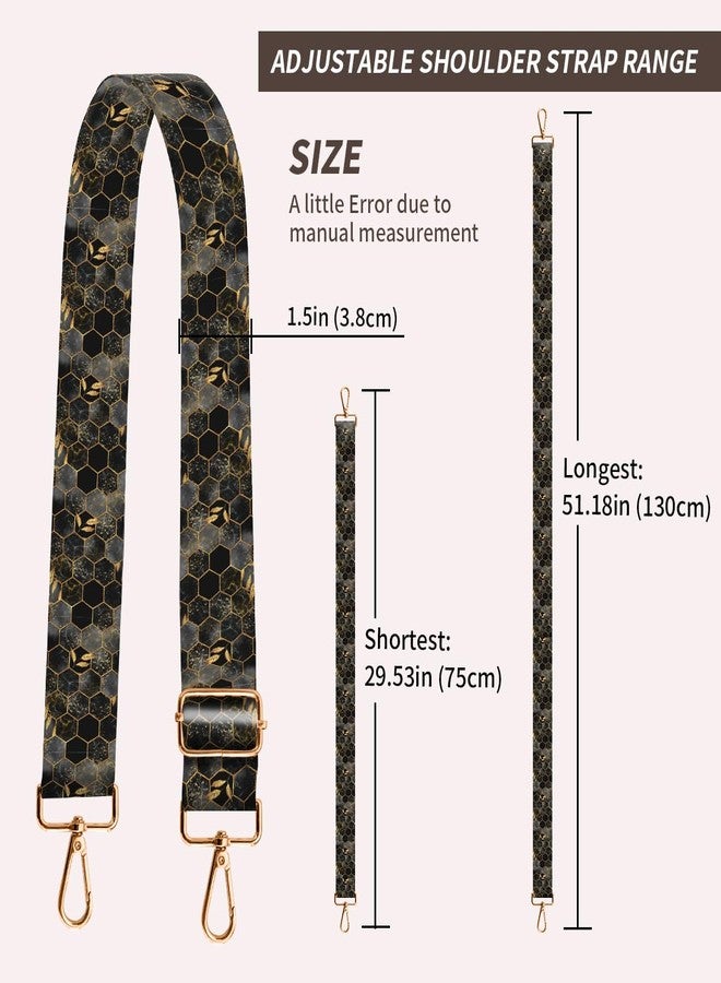 AIOGPD Purse Strap Replacement Crossbody, 3.8cm Wide Shoulder Strap Adjustable Replacement Belt Gold Buckle, Handbag Crossbody Bag Strap Gold Bee Pattern - Image 4